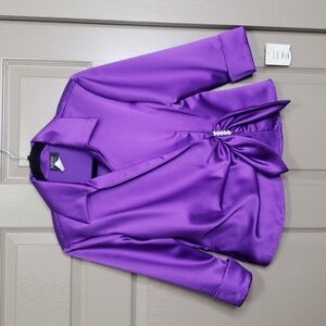 NWT MSK Petite Purple surplice bust bling blouse size petite medium